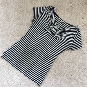Max Studio black white stripe short sleeve top Sml